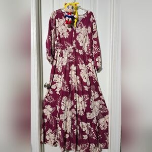 Torrid Burgundy and Cream Floral Maxi Dress